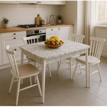 Set masă și scaune extensibile (5 bucăți), Fairfax, Lidya, Alb