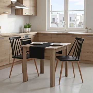 Set masa si scaune 3 buc Manka I-Aurora I Negru 80x80x77 cm