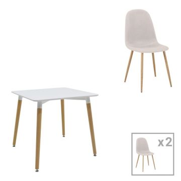 Set masa si scaune 3 piese Bella-Natali Alb 80x80x76 cm