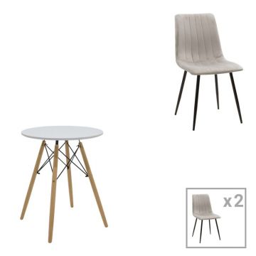 Set masa si scaune 3 piese Julita-Noor Gri 60x60x76 cm
