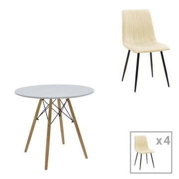 Set masa si scaune 3 piese Julita-Noor Natural 80x80x73 cm