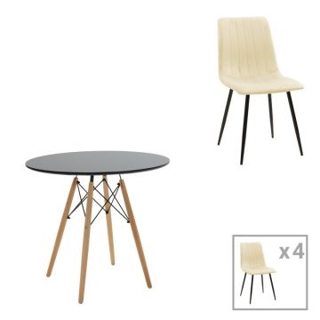 Set masa si scaune 3 piese Julita-Noor Natural 80x80x73 cm