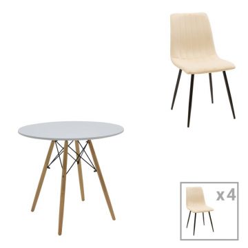 Set masa si scaune 3 piese Julita-Noor Negru 80x80x73 cm