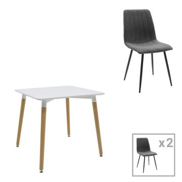 Set masa si scaune 3 piese Natali-Noor Gri 80x80x76 cm