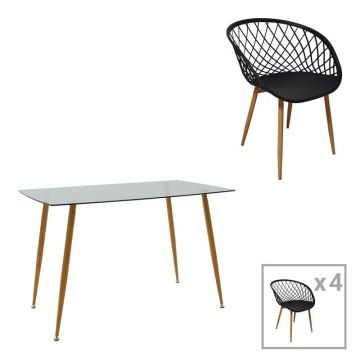 Set masa si scaune 5 buc Chloe-Ezra Gri inchis 120x70x75 cm