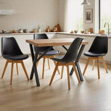 Set masa si scaune 5 buc Delight Negru 110x70x75 cm
