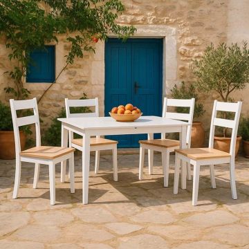 Set masa si scaune 5 buc Mabor-York Alb 150x80x73.8 cm