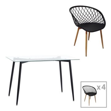 Set masa si scaune 5 buc Quana-Ezra Transparent 120x70x75 cm