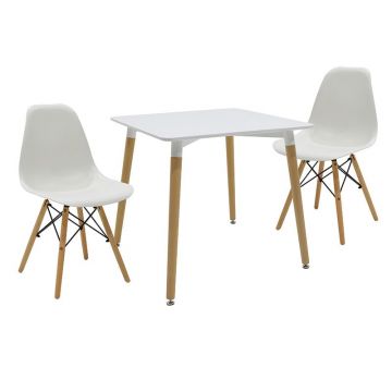 Set masa si scaune New Salt & Pepper 4, 3 bucati Alb - Natural