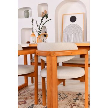 Set Masa si Scaune, Vow Chair, Cheri 4S, Lemn de fag, Stejar / Crem