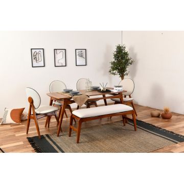 Set Masa si Scaune, Vow Chair, Touch (4S-1B), Lemn de carpen, Maro/Crem