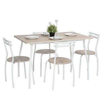 Set masa Vega cu 4 scaune, natur, 120x80x76 cm