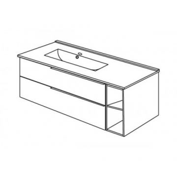 Set masca si lavoar ceramic Savinidue Oikos cu extensie frontala - Dimensiune 101 cm