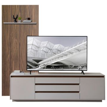 Set Mobilă Living, culoare lemn de nuc, cașmir, 244/232/45 cm