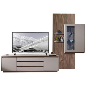 Set Mobilă Living, culoare lemn de nuc, cașmir, 320/232/45 cm