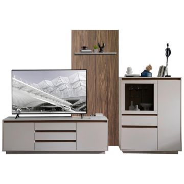 Set mobilă living, culoare lemn de nuc, cașmir, 324/232/45 cm