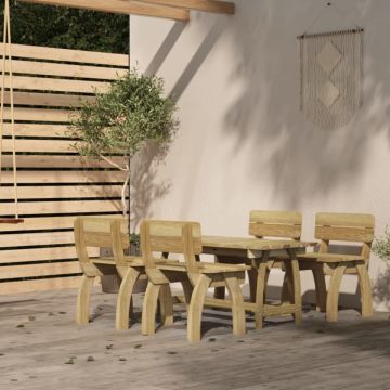 Set mobilier de exterior, 5 piese, lemn de pin tratat