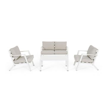 Set mobilier de grădină alb din aluminiu pentru 4 persoane Harley – Bizzotto