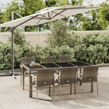 Set mobilier de grădină cu perne, 7 piese, gri, poliratan