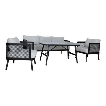 Set mobilier de grădină gri din aluminiu pentru 5 persoane Edinburgh – Rojaplast