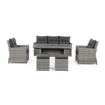 Set mobilier de grădină gri din ratan artificial pentru 6 persoane Ariel – Bizzotto