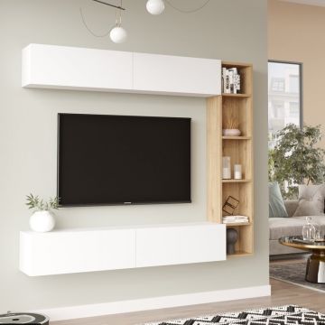 Set mobilier living Compo, Pako World, Alb-Natural, 169x25x143 cm