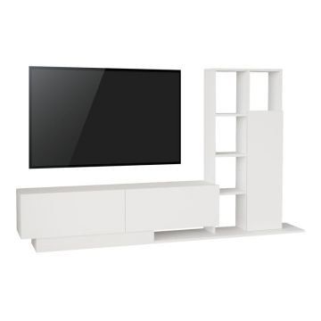 Set mobilier living Damon, Pako World, Alb, 140x29x39 cm