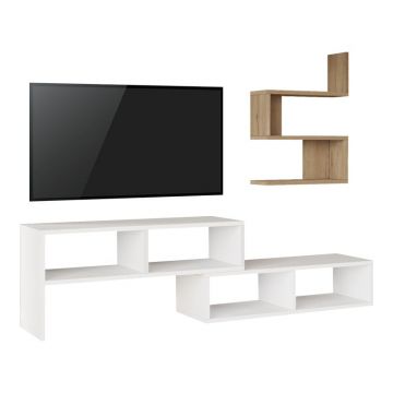 Set mobilier living Kakomo, Pako World, Alb-Natural, 170x29x43 cm