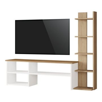 Set mobilier living Perla, Pako World, Alb-Natural, 120x29x41 cm