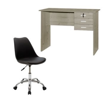 Set mobilier studenti birou si scaun de birou 2 buc Gaston II Pako World Negru 116x57x72 cm