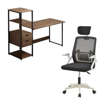Set mobilier studenti birou si scaun de birou 2 buc Gloryn Pako World Alb 80x37x123 cm