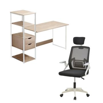 Set mobilier studenti birou si scaun de birou 2 buc Gloryn Pako World Negru 80x37x123 cm