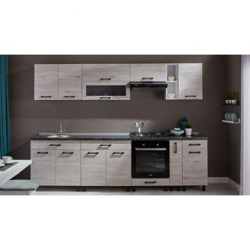 Bucătărie Iris, set modular, PAL melaminat, 280 cm, Alb Samoa