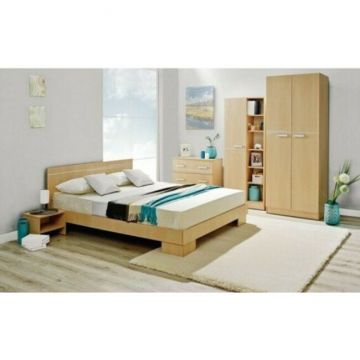 Dormitor Bravo, complet, PAL, pat 160x200 cm, crem