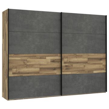 Dulap Cu Uși Culisante, 270/211/61 cm, culoare lemn stejar, gri închis