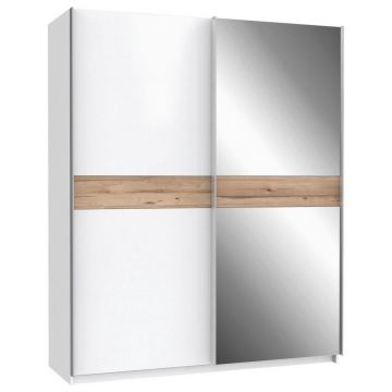 Dulap Cu Uși Glisante, 170,3/210,5/61,2 cm, alb, culoare lemn stejar