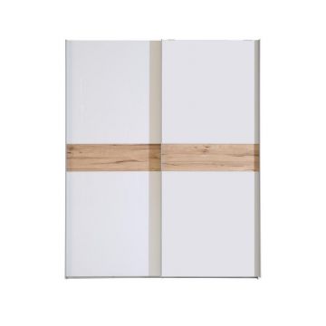 DULAP CU UȘI GLISANTE in alb, culoare lemn stejar