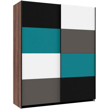 DULAP CU UȘI GLISANTE in gri, verde, negru, alb, culoare lemn stejar