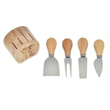Set accesorii pentru branzeturi sau aperitive, cu suport din lemn - 5 buc