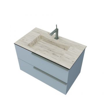 Set masca si lavoar Savinidue Oikos HPL Rovere Ghiaccio 101 cm - Dimensiune 101 cm