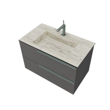 Set masca si lavoar Savinidue Oikos HPL Rovere Ghiaccio - Dimensiune 81cm