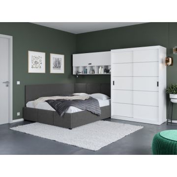 Set Mobila Dormitor Nordis 2.92m cu pat de colt fix Set Mobila Dormitor Nordis 2.92m cu pat de colt fix