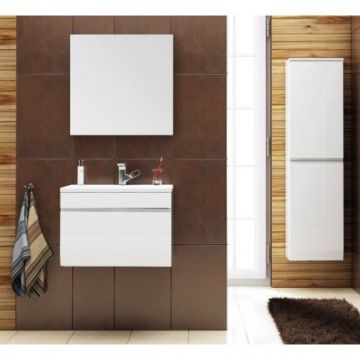 Set mobilier suspendat Oristo Horyzont alb si lavoar marmura 60 cm - Dimensiune 60 cm