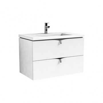 Set mobilier suspendat Oristo Siena cu 2 sertare ,alb si lavoar marmura Amelia 80 cm - Dimensiune 80 cm