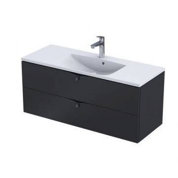 Set mobilier suspendat Oristo Siena cu 2 sertare, negru mat si lavoar marmura Amelia 120 cm - Dimensiune 120 cm