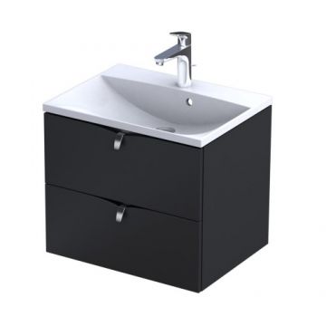 Set mobilier suspendat Oristo Siena negru mat si lavoar Amelia, 60 cm - Dimensiune 60 cm