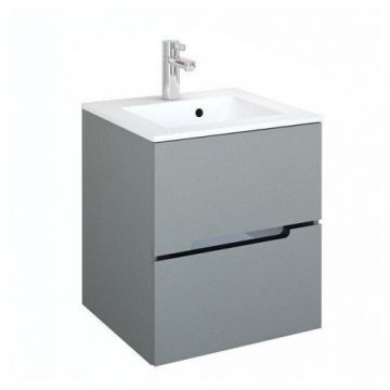 Set mobilier suspendat Oristo Silver si lavoar 50 cm, gri mat - Dimensiune 50 cm