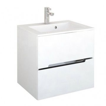 Set mobilier suspendat Oristo Silver si lavoar marmura 60 cm, alb - Dimensiune 60 cm