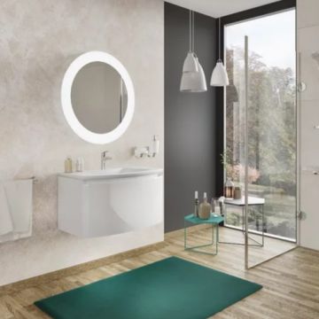 Set mobilier suspendat Savinidue Sole cu lavoar ceramic, lucios - Dimensiune 62cm