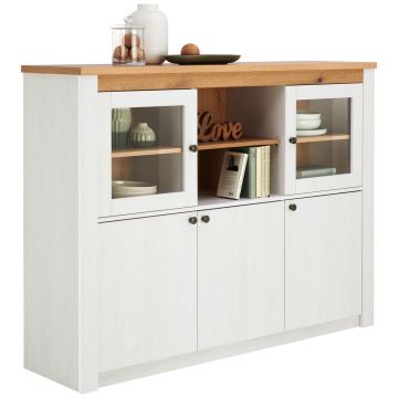 VITRINĂ in alb, culoare lemn larice